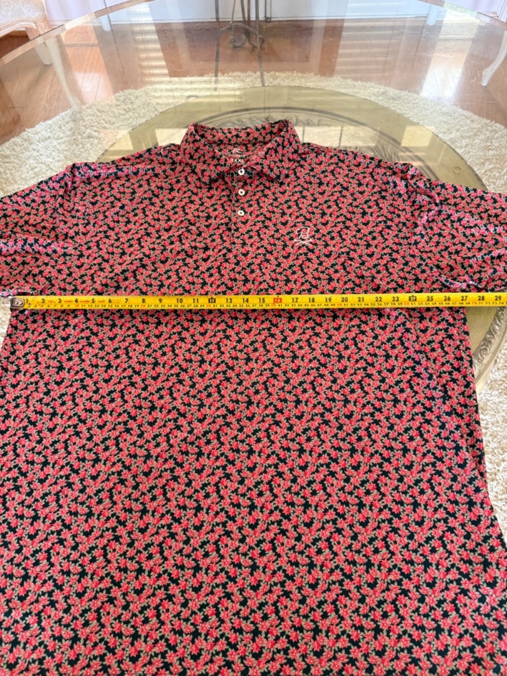 Rhoback Polo Shirt Mens XXXL Red/Green Barstool Sports Stretch Polo Floral Golf - Picture 9 of 9